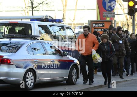 Wien. Österreich. 31. Dezember 2015. Terrorbedrohung am Silvesterpfad 2015/2016 in Wien. Massive Polizeipräsenz und Spezialeinheiten sichern die Innenstadt Stockfoto