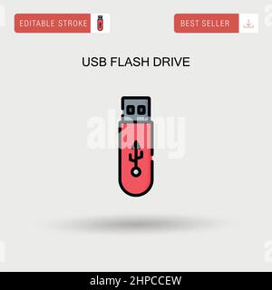 Einfaches Vektorsymbol für USB-Flash-Laufwerk. Stock Vektor