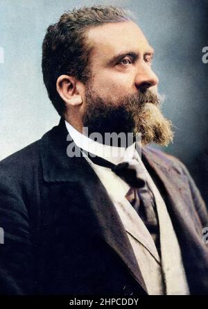 Porträt des französischen Politikers Jean Jaures (1859-1914) - Foto colorié ultérieement Stockfoto