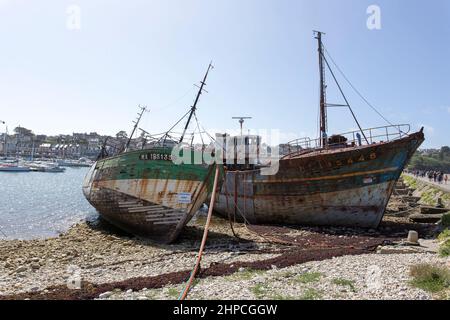 Camaret sur mer, Frankreich - 19. August 2016: Blick auf den Bootsfriedhof Stockfoto