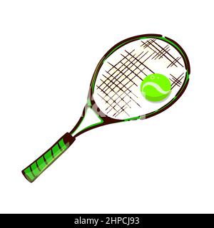 Tennisschläger mit Ball. Vektorgrafik Stock Vektor