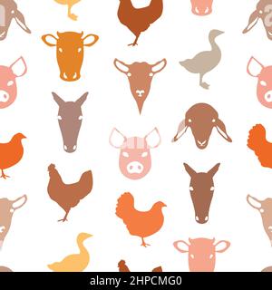 Muster-Muster für heimische Nutztiere in Herbstfarben Stock Vektor