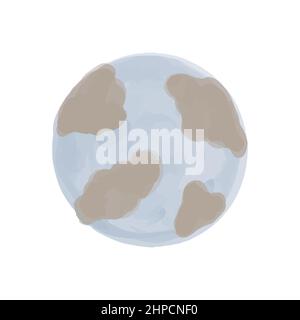 Raumobjekte handgezeichnet mit Aquarellen im Boho-Stil. Vektorgrafik. Planet Erde mit Farben für Kinder-Design gemalt. Stock Vektor
