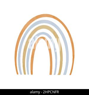 Raumobjekte handgezeichnet mit Aquarellen im Boho-Stil. Vektorgrafik. Regenbogen mit Farben für Kinder-Design gemalt. Stock Vektor
