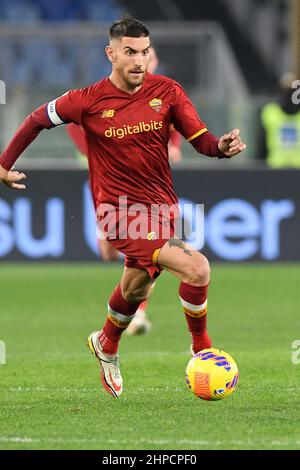 Roma, Italien. 19th. Februar 2022. Lorenzo Pellegrini von AS Roma während des Fußballs Serie A Match, Stadio Olimpico, Roma gegen Verona, 19th. Februar 2022 (Foto von AllShotLive/Sipa USA) Quelle: SIPA USA/Alamy Live News Stockfoto