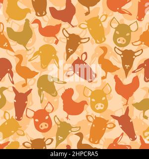 Herbst Farbe Bauernhof Tier Muster Design Stock Vektor