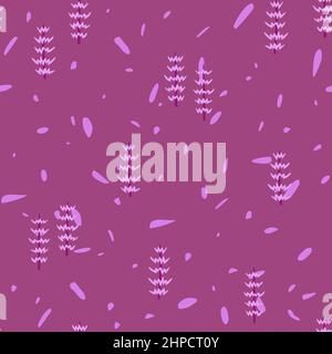 Abstrakter Schachtelhalm auf violettem Hintergrund. Nahtloses Vektormuster Stock Vektor