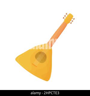 Balalaika bunte Cartoon-Symbol auf weißem Hintergrund isoliert. Musikinstrument mit Holzsaiten. Balalaika Cartoon-Stil Vektor-Illustration. Stock Vektor