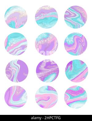 Vektorgrafik hervorheben. Symbole für soziale Medien. Kollektion von pinken flachen Linie Abdeckungen für Weibchen. Stock Vektor