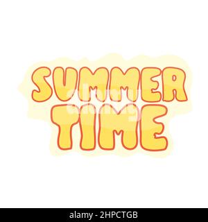 Sommerzeit. Einzigartiges Lettering-Poster im Cartoon-Stil. Vektor-Kunst. Trendige Illustration für T-Shirt-Design, Notebook-Cover, Poster und Karten. Stock Vektor