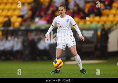 Norforlk, England; 20th. Februar 2022 ; Carrow Road, Norwich, Norforlk, England; Arnold Clark Womens Internationaler Fußball England gegen Spanien: Keira Walsh of England Stockfoto