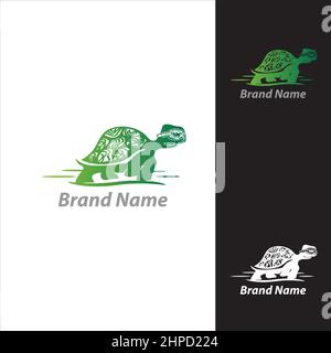 Schildkröte trägt Brille Lieferung Lebensmittel isoliert Logo Vektor Business Company.EPS 10 Stock Vektor