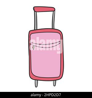 Koffer für das Reisen auf Rädern. Im Cartoon-Stil. Einfaches Symbol für Ihr Design. Auf weißem Hintergrund Stock Vektor