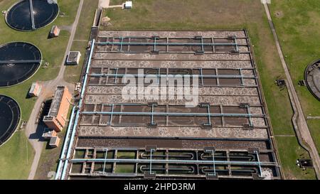 Abwasserentgiftung in der Kläranlage Stockfoto