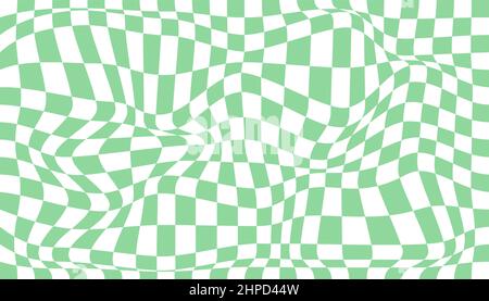 Karierter Hintergrund mit verzerrten Quadraten. Abstraktes Banner mit Verzerrung. Schachmuster. Schachbrettfläche Stock Vektor