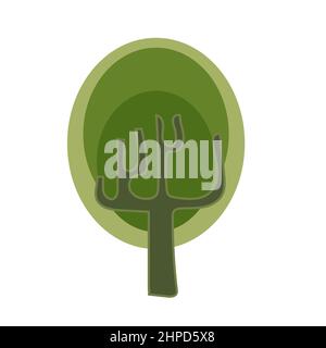 Symbol des Baumes mit grünen Blatt Krone in der Sommersaison, Cartoon-Vektor-Illustration isoliert auf weißem Hintergrund. Einfaches Element Stock Vektor