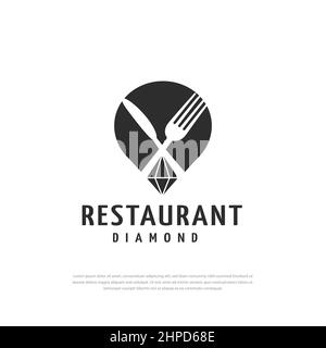 Gabel und Messer Restaurant Logo Diamant-Symbol, Illustration Design-Vorlage Stock Vektor