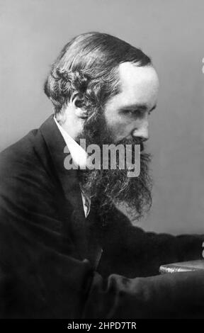 James Clerk Maxwell (1831-1879), schottischer Mathematiker und Physiker, verantwortlich für die klassische Theorie der elektromagnetischen Strahlung, die die erste Theorie war, die Elektrizität, Magnetismus und Licht als verschiedene Manifestationen desselben Phänomens beschrieb. Stockfoto