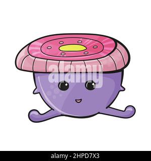 Niedliches lila Monster wie ein Pilz. Cartoon Vektorgrafik auf weißem Hintergrund Stock Vektor
