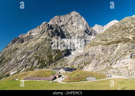 Die Hütte Elena im val Ferret (Aostatal, Italien) Stockfoto