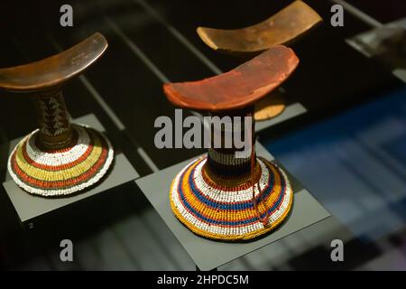 Sammlung von Haushalts- und Kulturgütern des Aztekenreiches im Weltmuseum, Wien Stockfoto