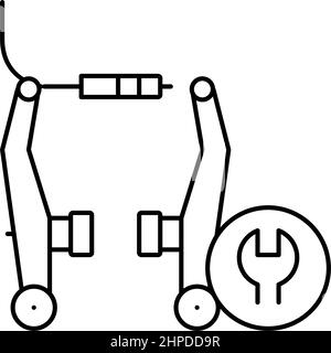 Fahrrad Bremsbeläge Reinigung und Einstellung Linie Symbol Vektor-Abbildung Stock Vektor