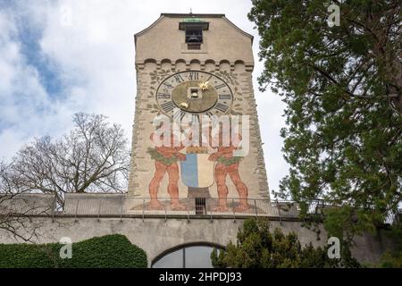 Zyt Tower (Zytturm) Uhrturm an der Musegg Wall Luzern (Museggmauer) - Luzern, Schweiz Stockfoto