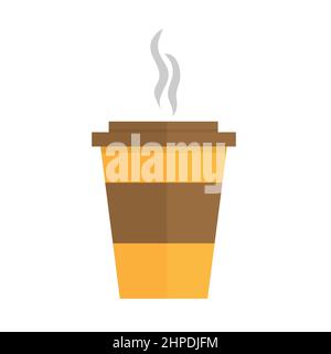 Vektorgrafik, flaches Design. Papierbecher auf dem Hintergrund isoliert. „Hot Coffee to go“-Symbol, Logo. Stock Vektor