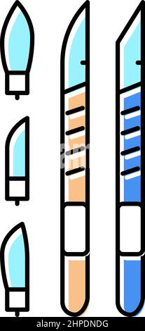 Abbildung des Vektorsymbols für medizinische Skalpell-Farben Stock Vektor