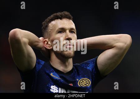 San Siro Stadium, Mailand, Italien, 20. Februar 2022, Ivan Perisic (FC Internazionale) reagiert während des Spiels Inter - FC Internazionale gegen US Sassuolo - italienische Fußballserie A Stockfoto