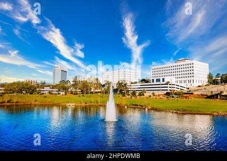 Schöne Aussicht auf den Cascades Park in Tallahassee, Florid Stockfoto