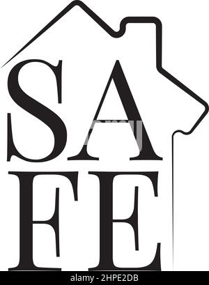 Safe House Logo Illustration isoliert auf weißem Hintergrund, Vektor. Versicherungssymbol Stock Vektor