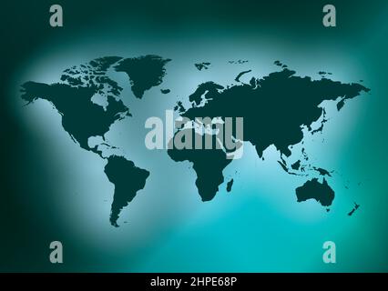 Dunkelgrüner Hintergrund mit Weltkarte - Vektor. EPS in CMMK. Stock Vektor