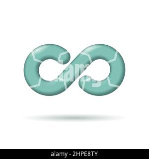 3D DevOps Software-Entwicklung Operationen Unendlichkeit Symbol. Realistische Cartoon-Programmierer Verwaltung System Lebenszyklus Qualität. Codierungsgebäude Stock Vektor