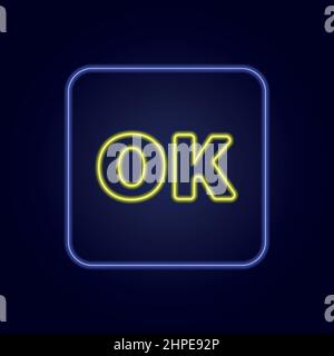 Schöne stilvolle bunte Neon-Symbol Zeichen ok - Vektor-Illustration Stock Vektor