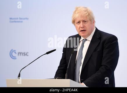 München, Deutschland. 19th. Februar 2022. Boris Johnson, Britischer Premierminister. Quelle: Tobias Hase/dpa/Alamy Live News Stockfoto