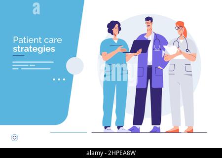 Vektordarstellung von medizinischem Personal, medizinischem Personal, Krankenhausärzten. Bearbeitbare Kontur, globale Farbfelder Stock Vektor