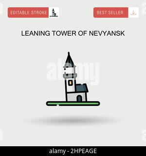 Schiefer Turm von newjansk einfache Vektor-Symbol. Stock Vektor