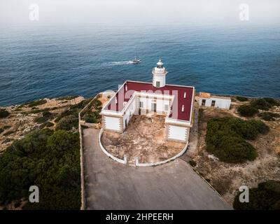 Luftaufnahme von Mallorca Far de Cap Blanc Cap Blanc Leuchtturm Stockfoto