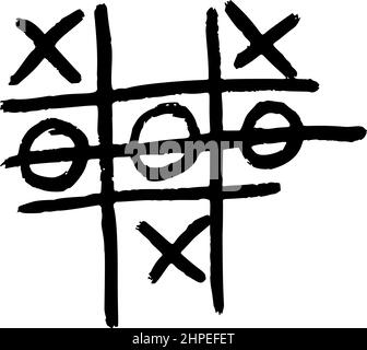 TIC tac Toe wurde isoliert skizziert. Vintage-Spiel im handgezeichneten Stil. Graviert Kreuz und Null entworfen für Poster, Druck, Buchillustration, Logo, Symbol, ta Stock Vektor