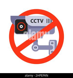 Videoüberwachung Verbotsschild. Flache Vektordarstellung Stock Vektor