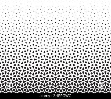 Geometrisches Muster von schwarzen Figuren auf weißem Hintergrund. Nahtlos in eine Richtung. Option mit einem mittleren Ausblenden. Stock Vektor