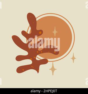 Florale minimal abstrakte Formen dekorativen Hintergrund. Hand gezeichnet Linie wilde Blume und abstrakte Blob Formen, Pflanze Stock Vektor