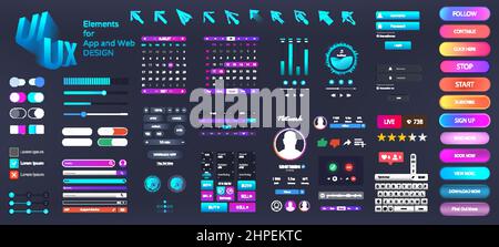 Moderne Set Elements Schnittstelle für Web und App UI, UX, Kit Stock Vektor