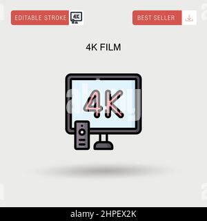 4K Film einfaches Vektor-Symbol. Stock Vektor