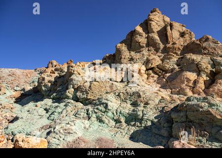 Farbige Felsen im Teide Nationalpark, Teneriffa, Kanarische Inseln Stockfoto