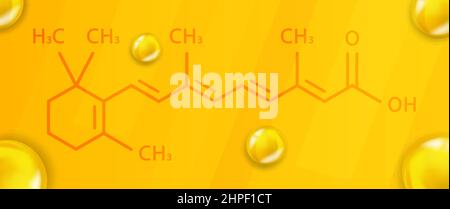 Vitamin A1 chemische Formel. Vitamin A1 realistische chemische Molekülstruktur Stock Vektor