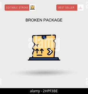 Defektes Paket einfaches Vektorsymbol. Stock Vektor