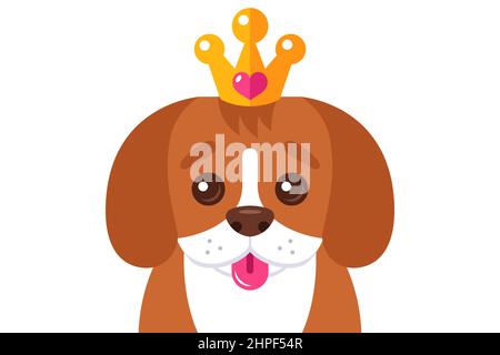 Beagle Welpe Kopf auf weißem Hintergrund. Flache Vektor-Illustration. Stock Vektor