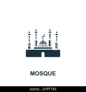 Moschee-Ikone. Monochromes, einfaches Symbol für Vorlagen, Webdesign und Infografiken Stock Vektor